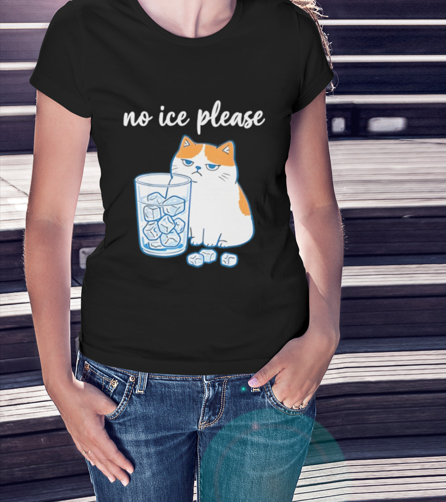 No Ice Please Cat Meme Cartoon Humor Ice Cube T-Shirt