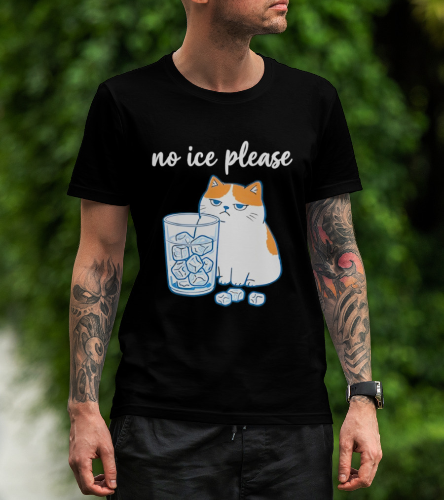 No Ice Please Cat Meme Cartoon Humor Ice Cube T-Shirt