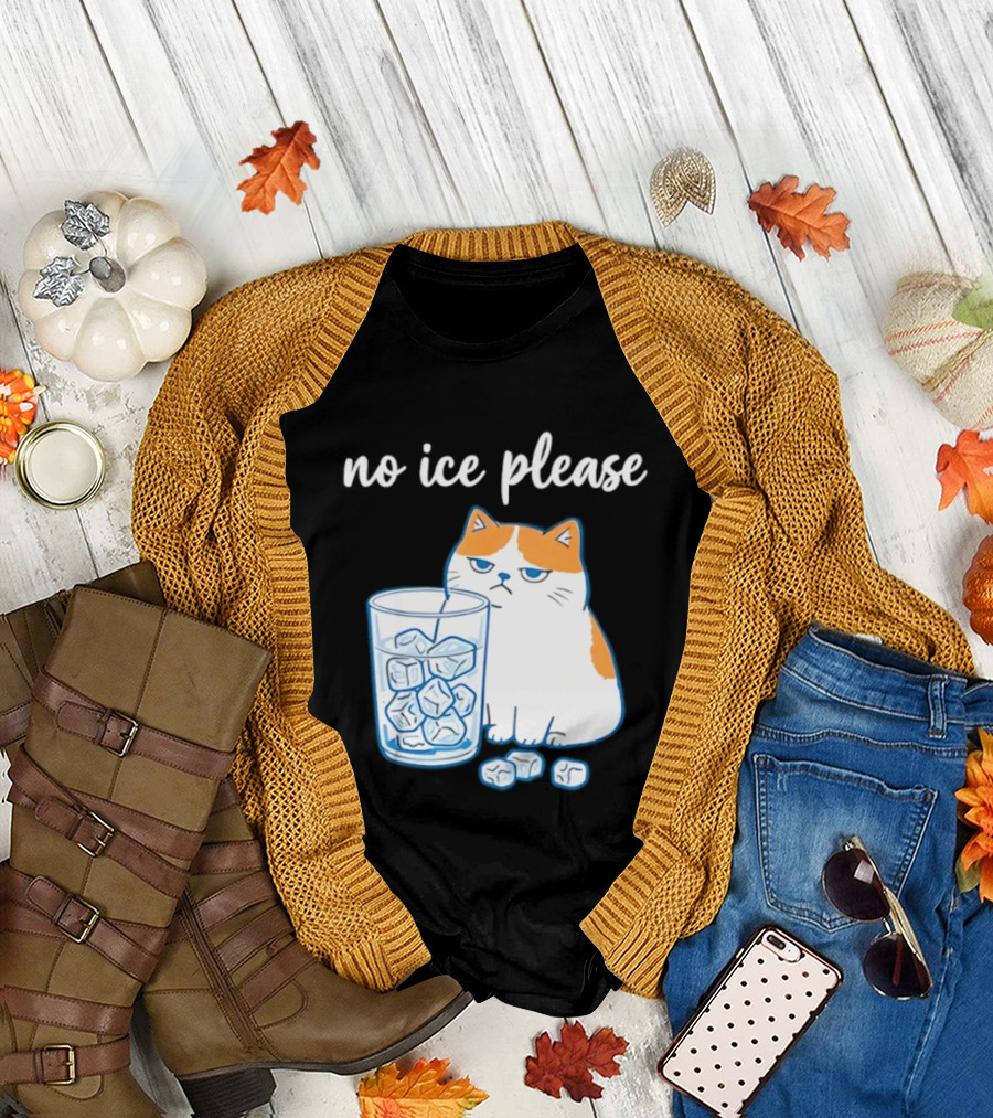 no ice please cat meme cartoon humor ice cube T-Shirt