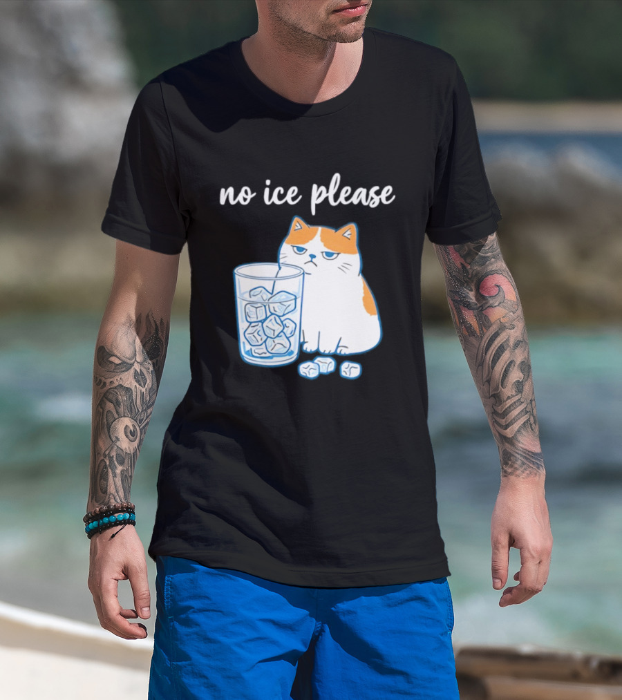 No Ice Please Cat Meme Cartoon Humor Ice Cube T-Shirt