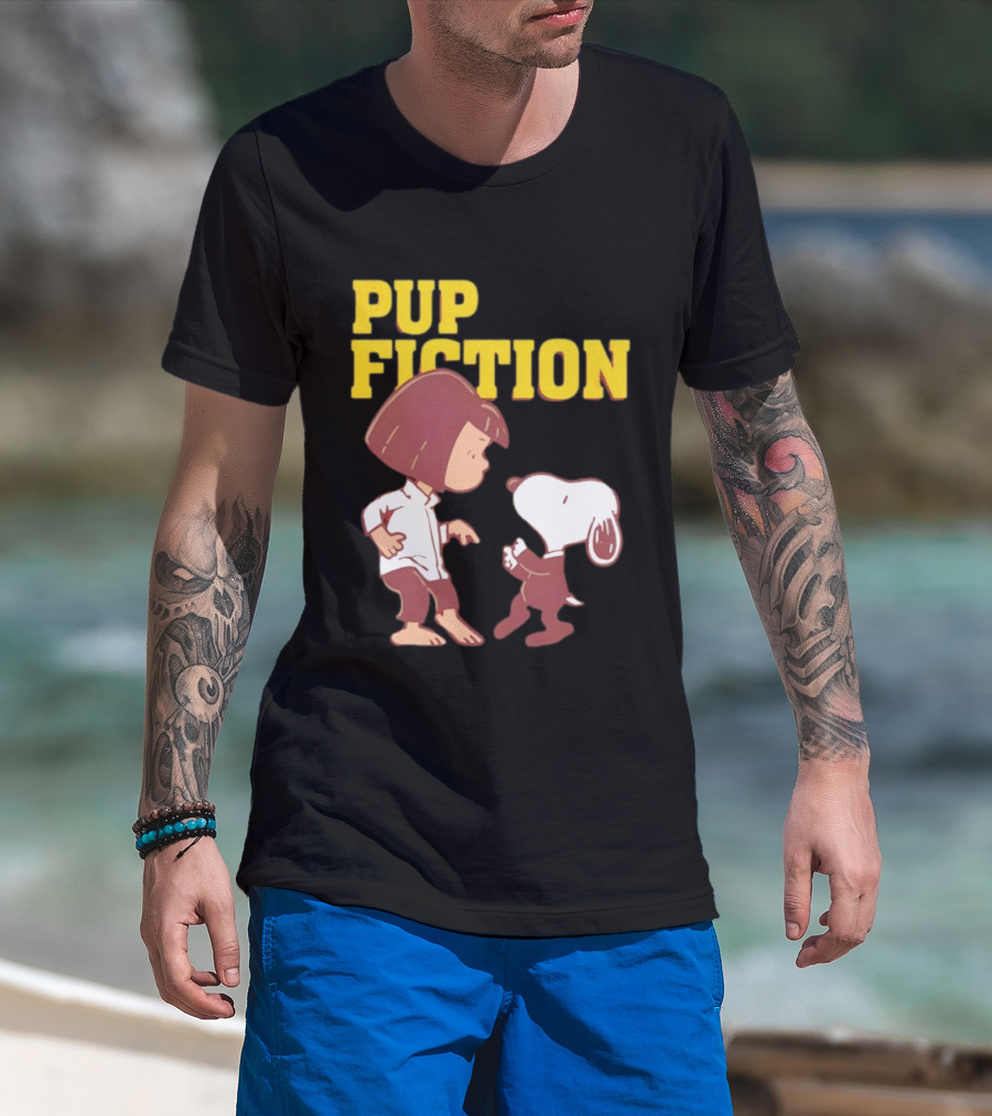 Lucy And Snoopy Pup Fiction Mashup Peanuts Characters T-Shirt