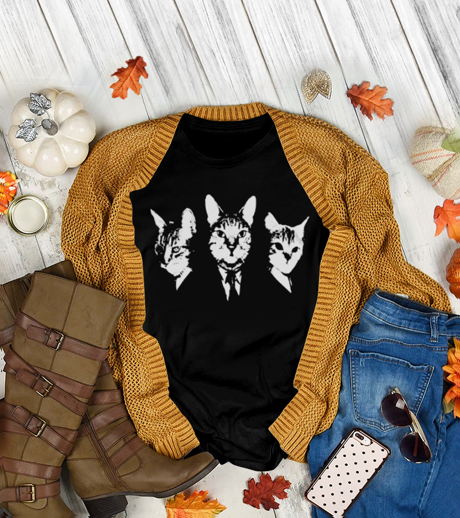 Three Cats in Suits Classic Feline Fashion T-Shirt