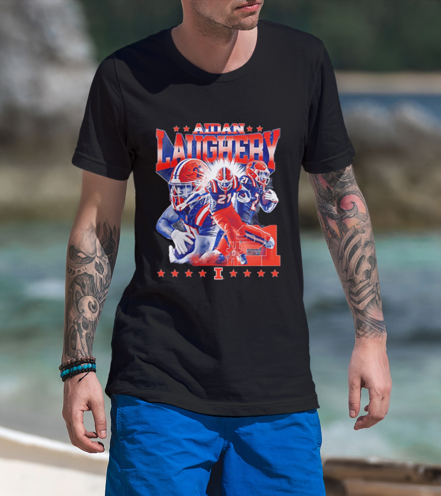 Aidan Laughery Illinois Football NCAA Player 21 Collage T-Shirt