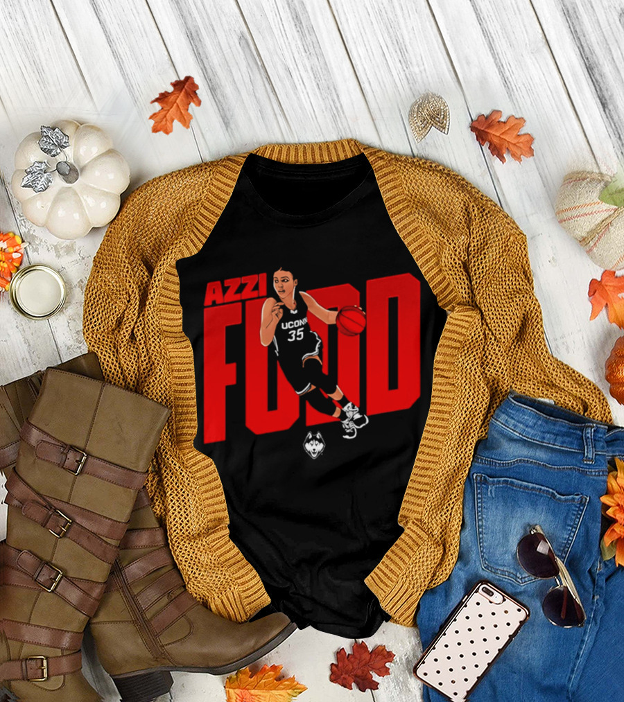 Azzi Fudd UConn 35 Basketball NCAA Fudd Red Block T-Shirt