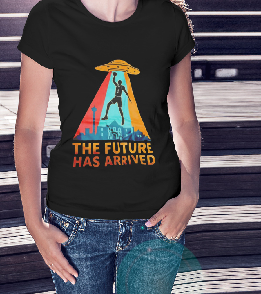 Basketball UFO Abduction Cityscape The Future Has Arrived T-Shirt