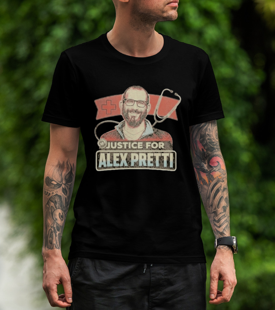 Justice For Alex Pretti Red Cross Stethoscope Tribute 2026 T-Shirt