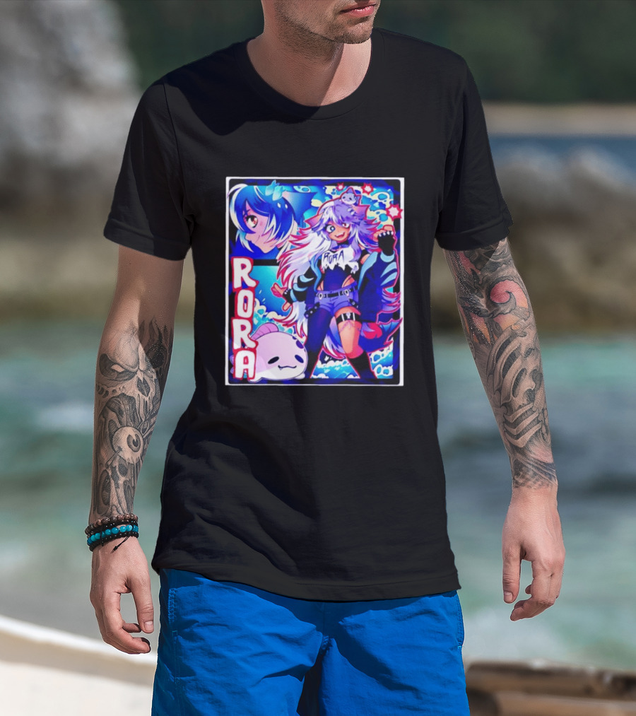 Rora Anime Character Vibrant Art With Cute Fantasy Elements And Pink Creature T-Shirt