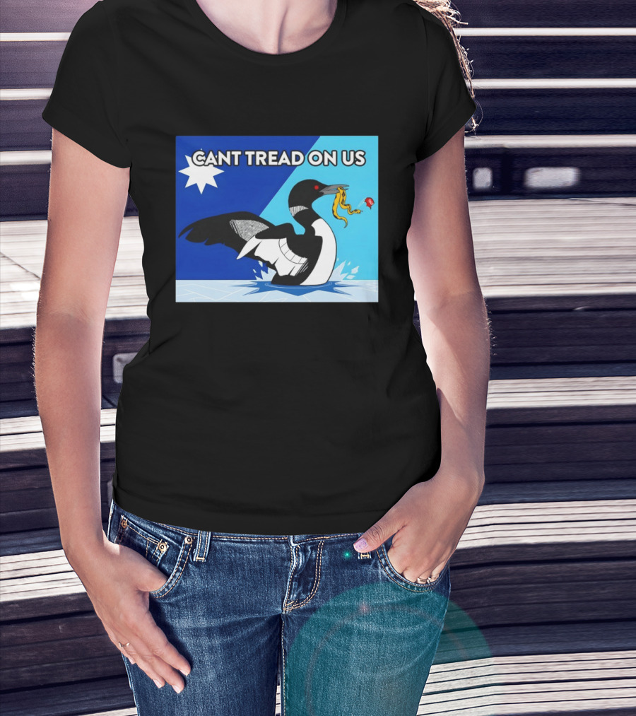 Can't Tread On Us Minnesota Loon Yellow Snake Black Bird Blue T-Shirt
