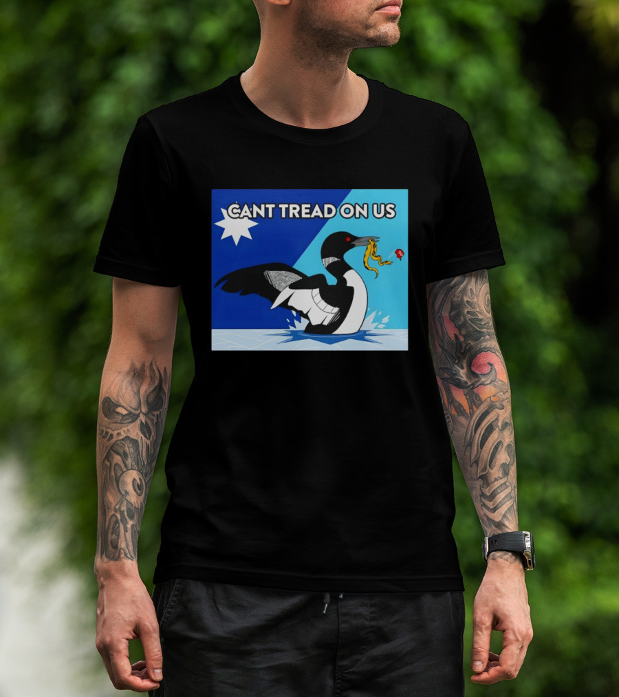Can't Tread On Us Minnesota Loon Yellow Snake Black Bird Blue T-Shirt