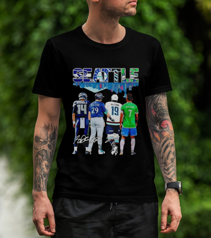 Seattle Sam Darnold Cal Raleigh Jared McCann Cristian Roldan Skyline T-Shirt