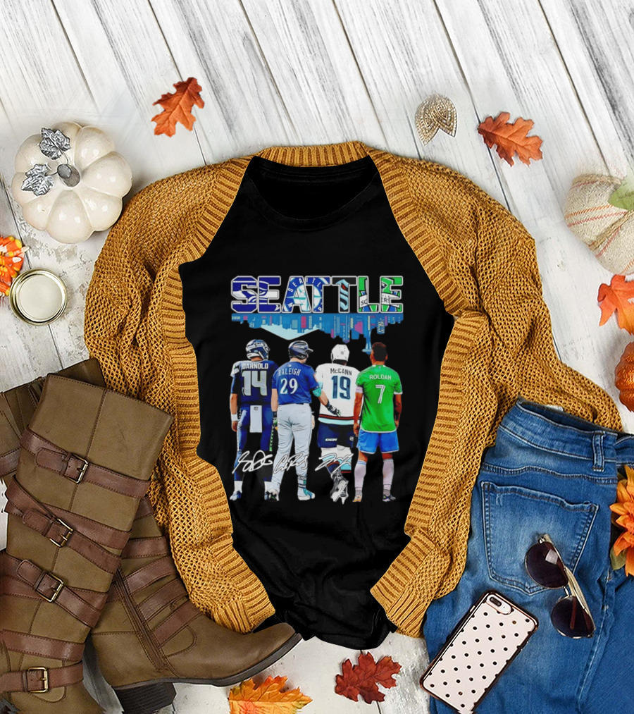 Seattle Sam Darnold Cal Raleigh Jared McCann Cristian Roldan Skyline T-Shirt