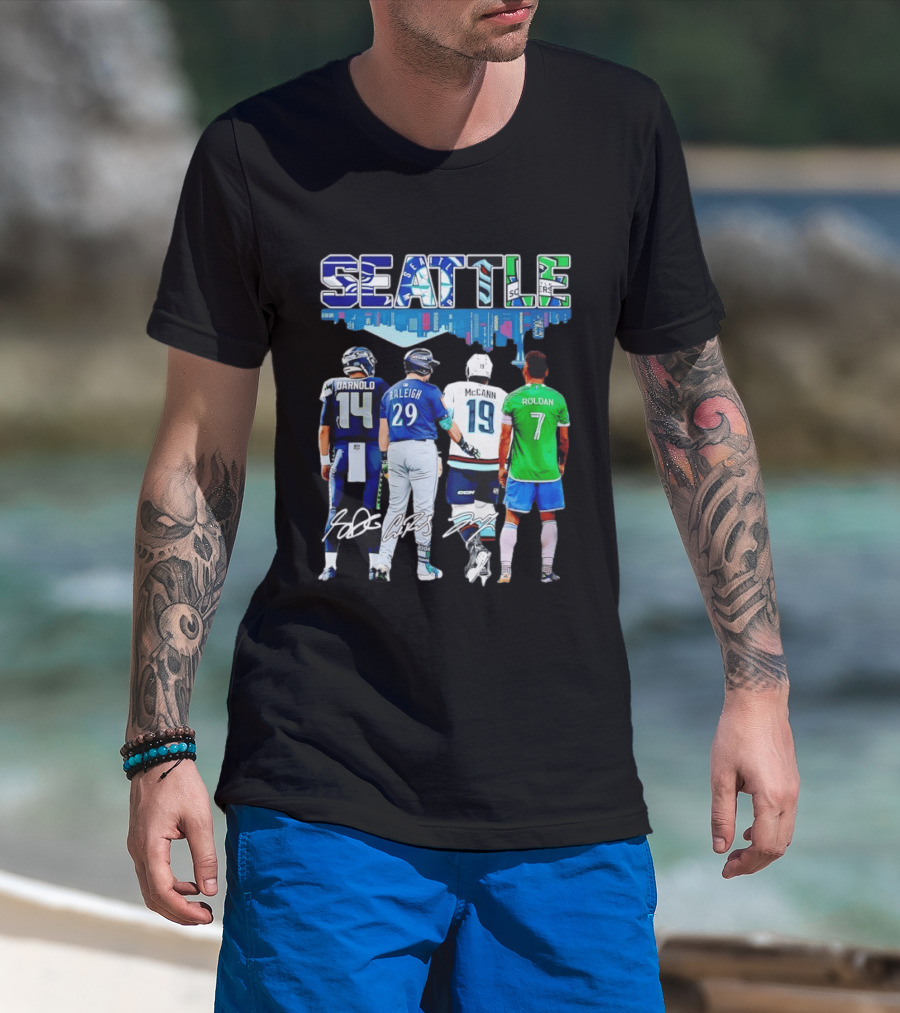 Seattle Sam Darnold Cal Raleigh Jared McCann Cristian Roldan Skyline T-Shirt