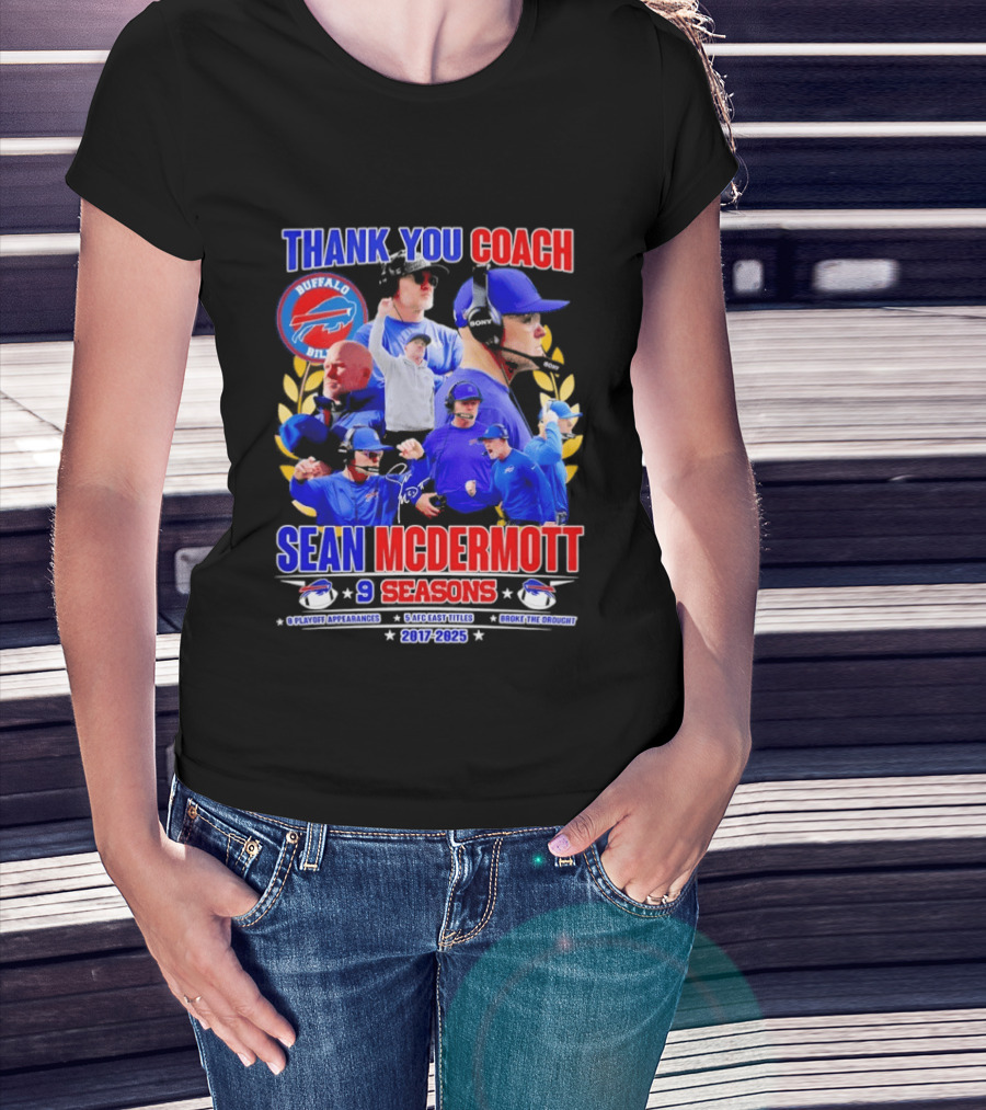 Thank You Coach Sean McDermott Buffalo Bills 9 Seasons 2017 2025 T-Shirt