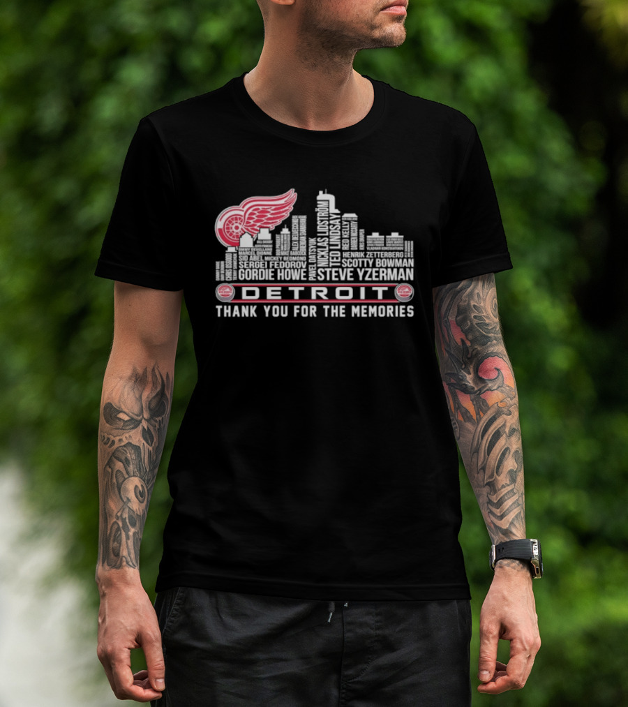 Detroit Red Wings City Skyline Steve Yzerman Thank You For The Memories T-Shirt