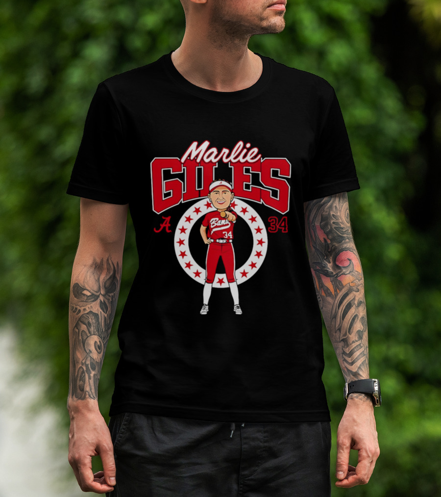 Marlie Giles Alabama Softball Bama 34 NCAA Caricature T-Shirt