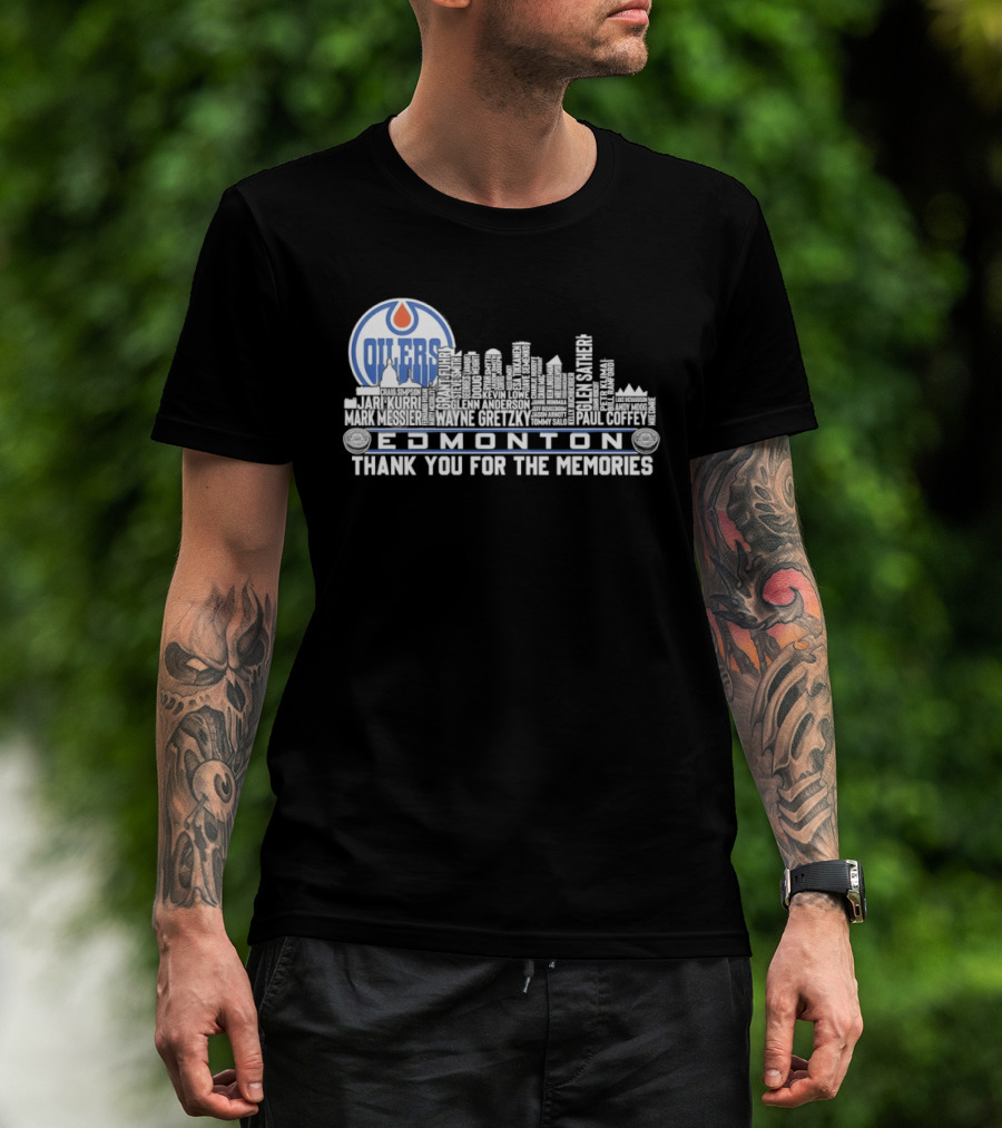 Edmonton Oilers Players City Skyline Thank You For The Memories T-Shirt
