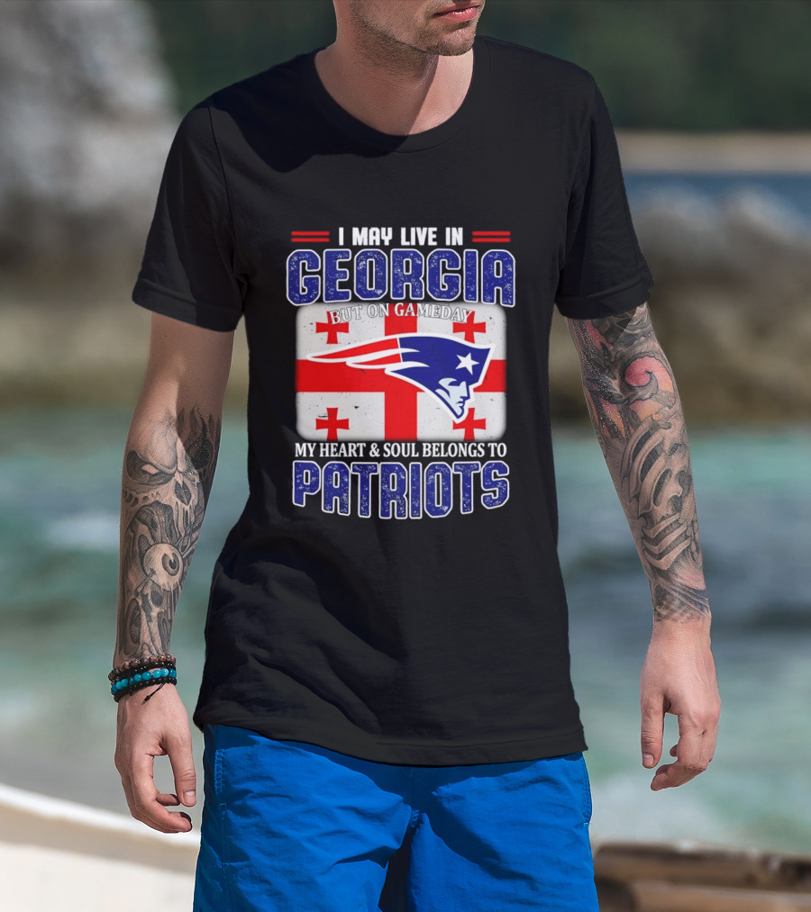 New England Patriots My Heart And Soul Belongs To Patriots In Georgia On Gameday T-Shirt