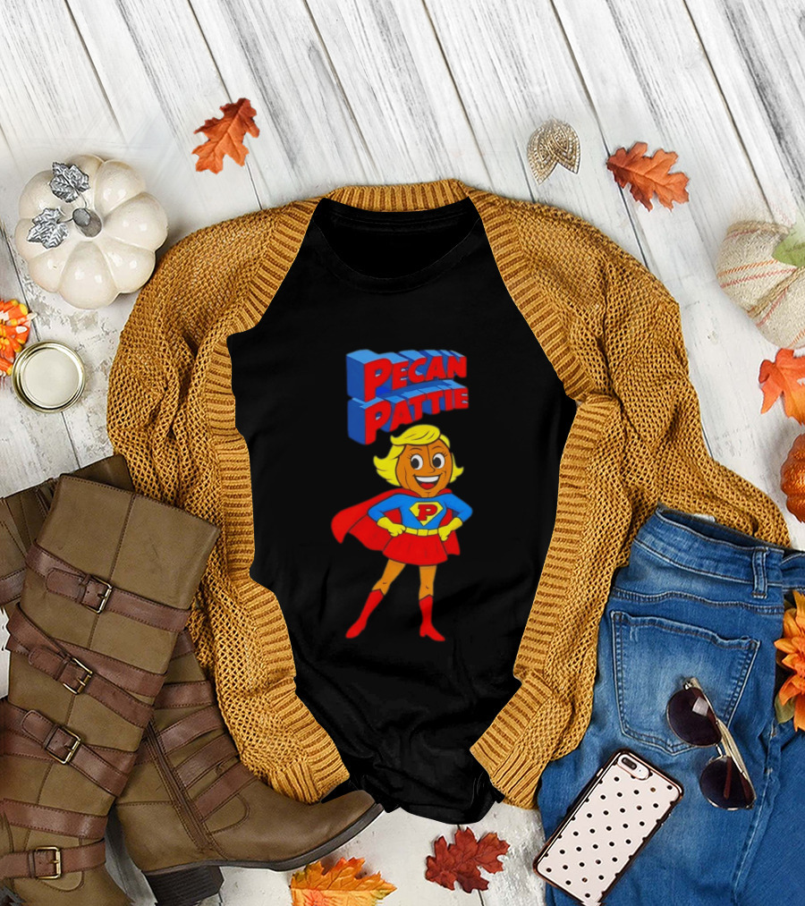 Pecan Pattie Superhero Character Red Blue Outfit T-Shirt