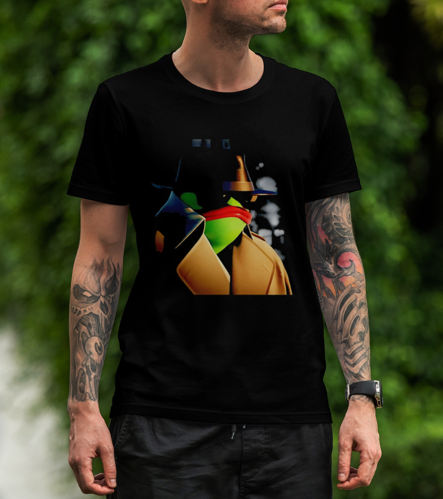 Pepe The Frog Detective Trench Coat Cigarette Doodles T-Shirt