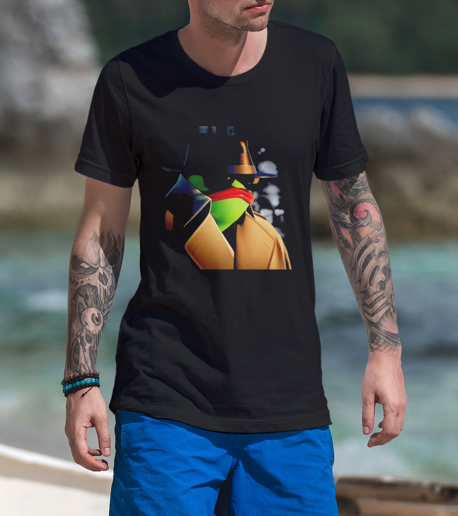 Pepe The Frog Detective Trench Coat Cigarette Doodles T-Shirt