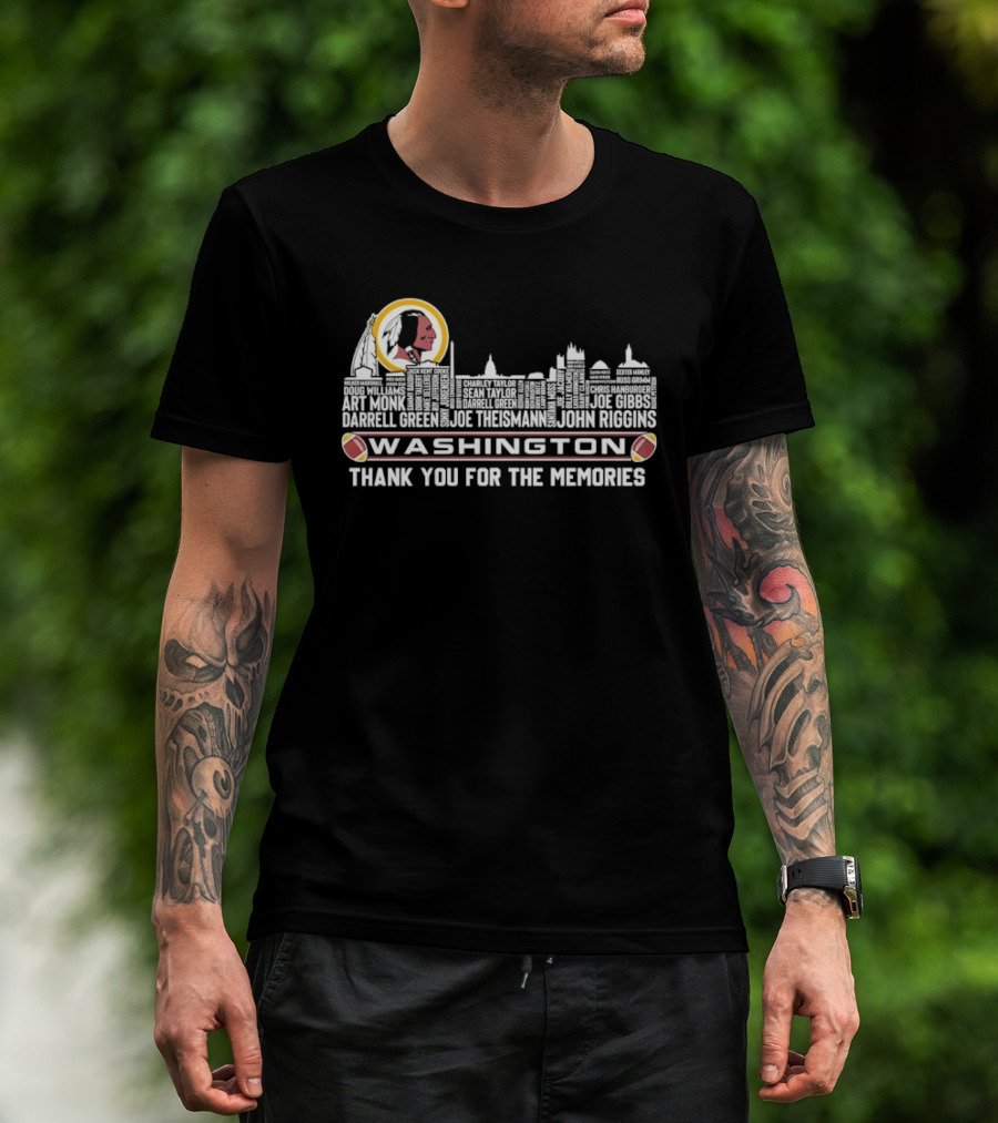 Washington Redskins Player Names City Skyline Thank You For The Memories T-Shirt