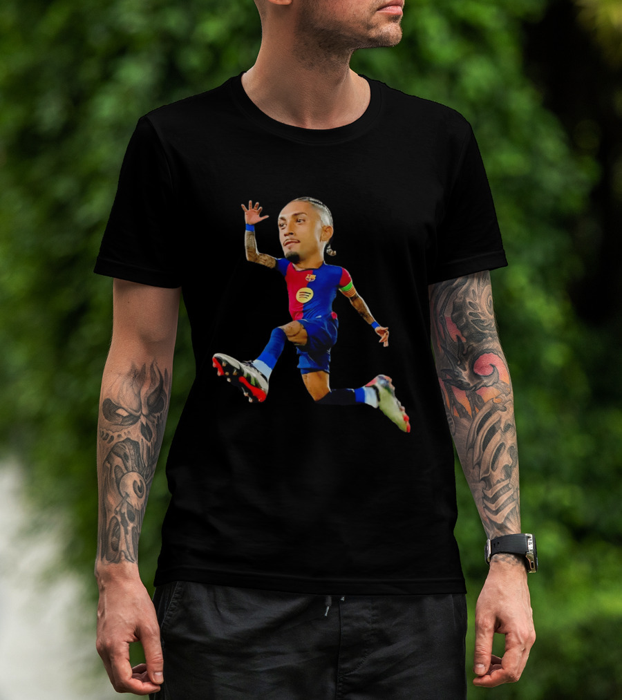 Raphinha Barcelona La Liga Brasil Caricature Player Action Pose T-Shirt