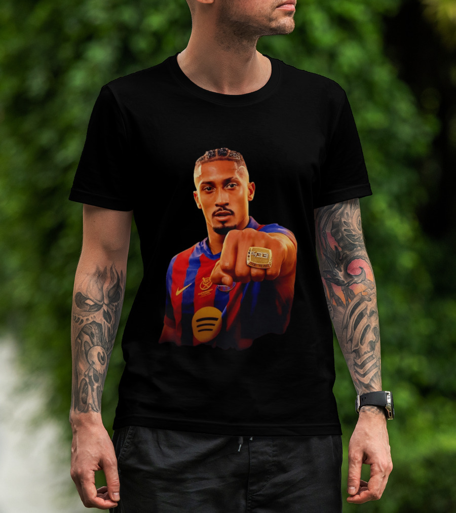 Raphinha Barcelona Brazil Player Ring La Liga Collage T-Shirt