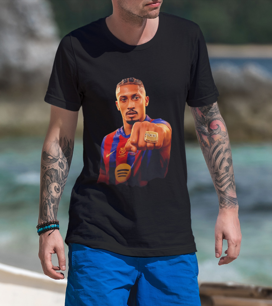 Raphinha Barcelona Brazil Player Ring La Liga Collage T-Shirt
