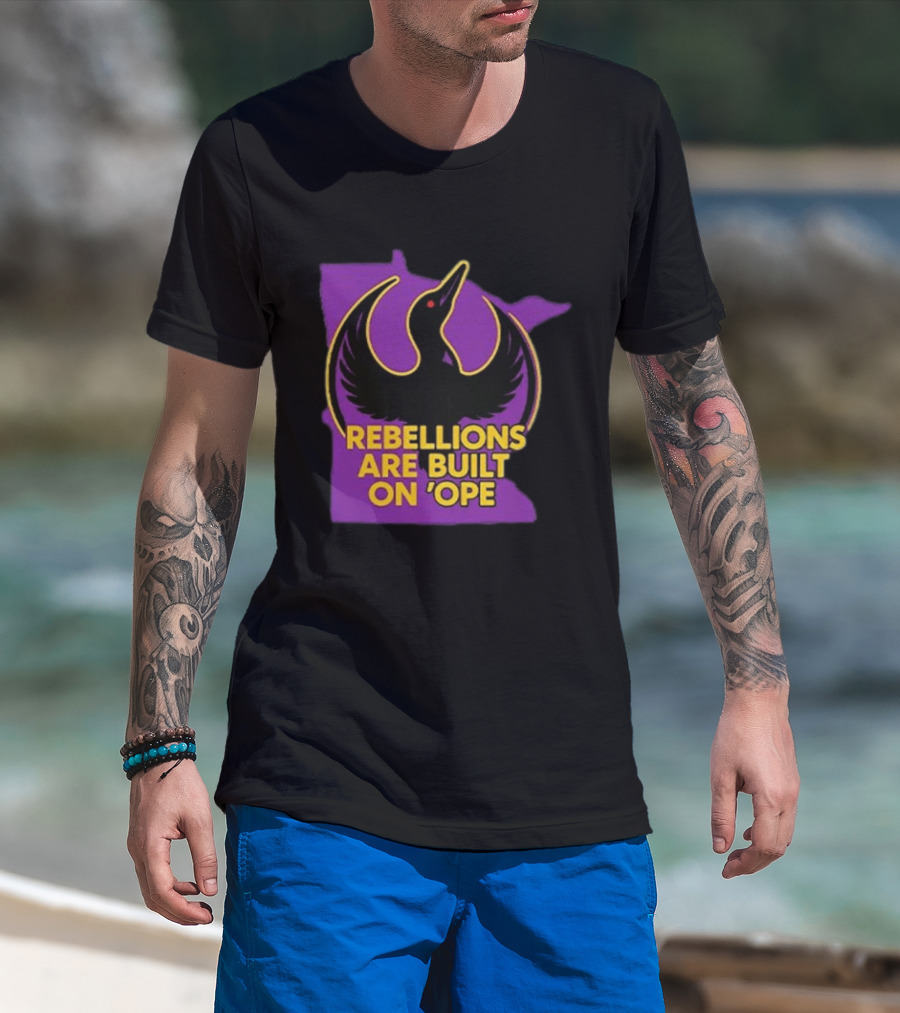 Rebellions Are Built On 'Ope Minnesota Purple Map Black Bird T-Shirt