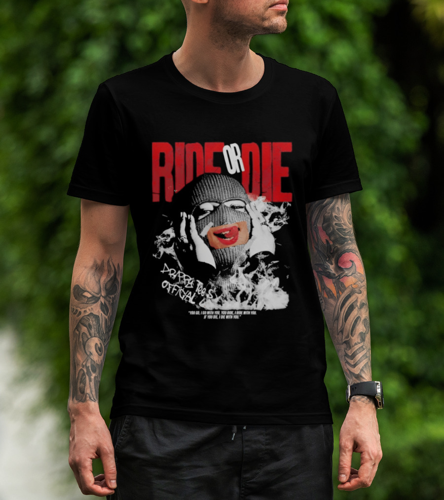 Ride Or Die Joker Grunge Typography And Distorted Joker Face T-Shirt