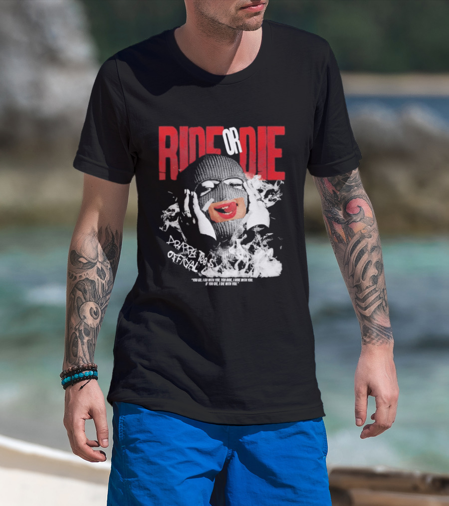 Ride Or Die Joker Grunge Typography And Distorted Joker Face T-Shirt