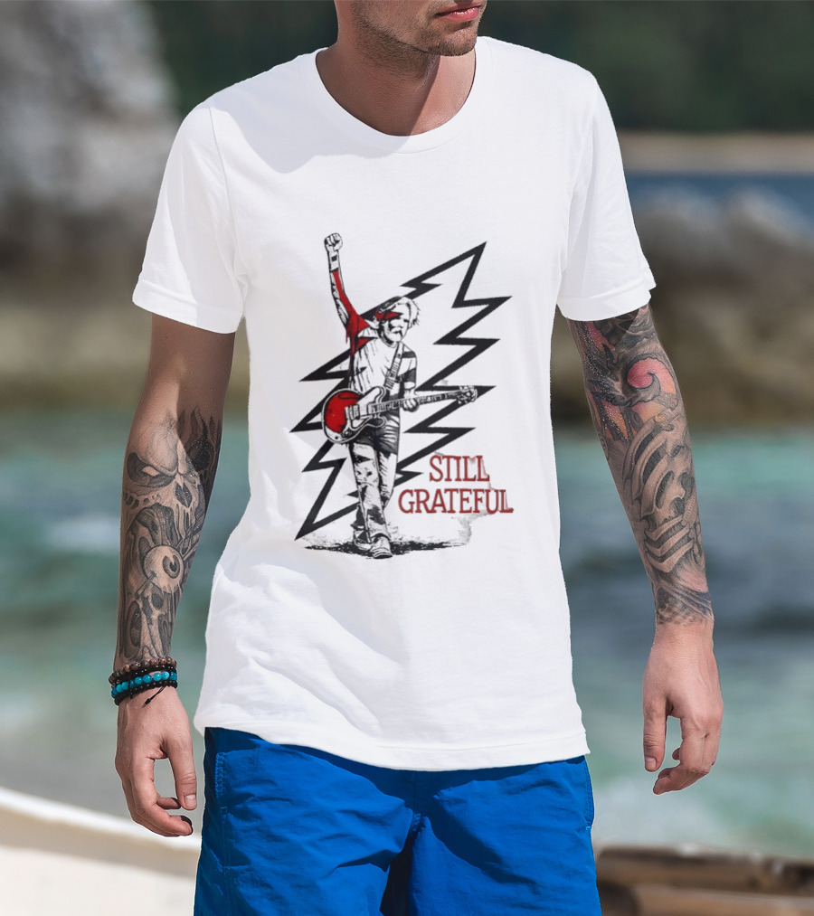 Bob Weir Holding Guitar Still Grateful White Lightning T-Shirt