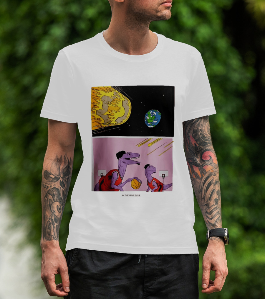 Bron Sends Him A LeBronto Dinosaur Meteor Basketball Earth Raptors T-Shirt