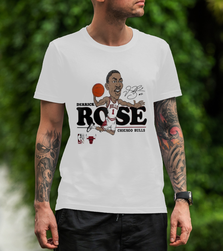 Derrick Rose Chicago Bulls Caricature Basketball T-Shirt