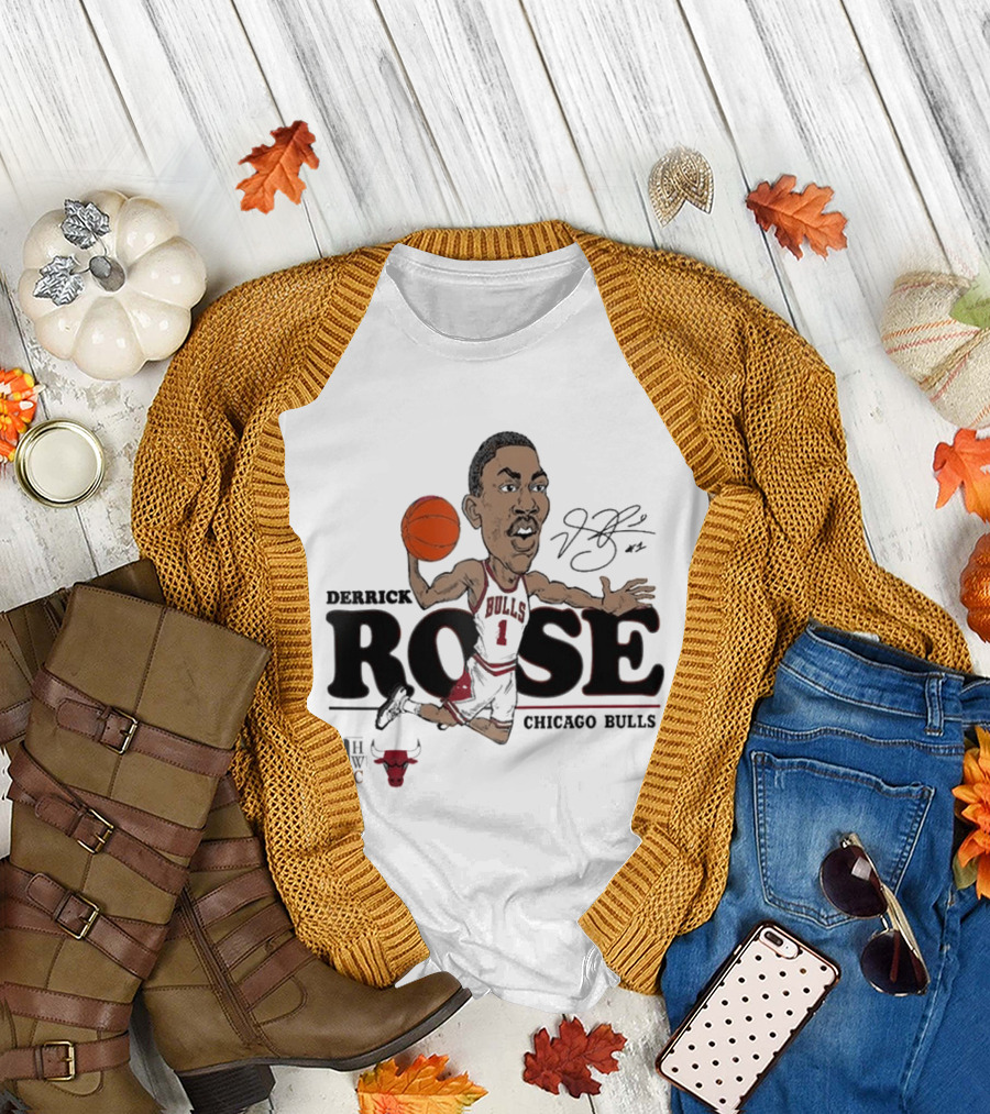 Derrick Rose Chicago Bulls Caricature Basketball T-Shirt
