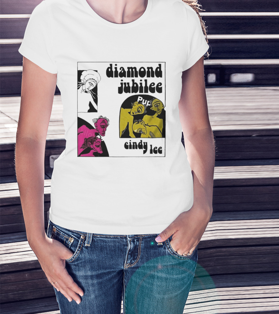 Diamond Jubilee Music Album Cindy Lee Illustrated Faces T-Shirt