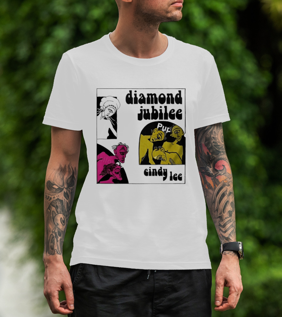 Diamond Jubilee Music Album Cindy Lee Illustrated Faces T-Shirt