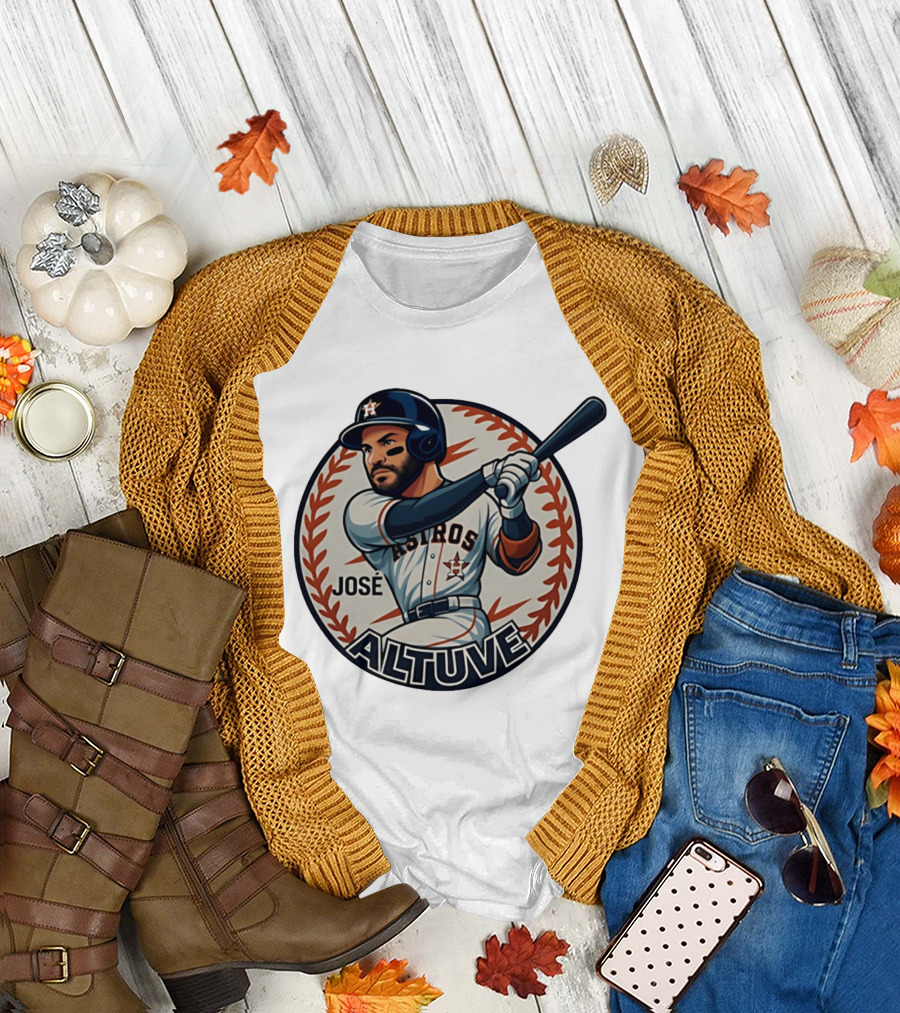Houston Astros José Altuve Baseball Caricature T-Shirt
