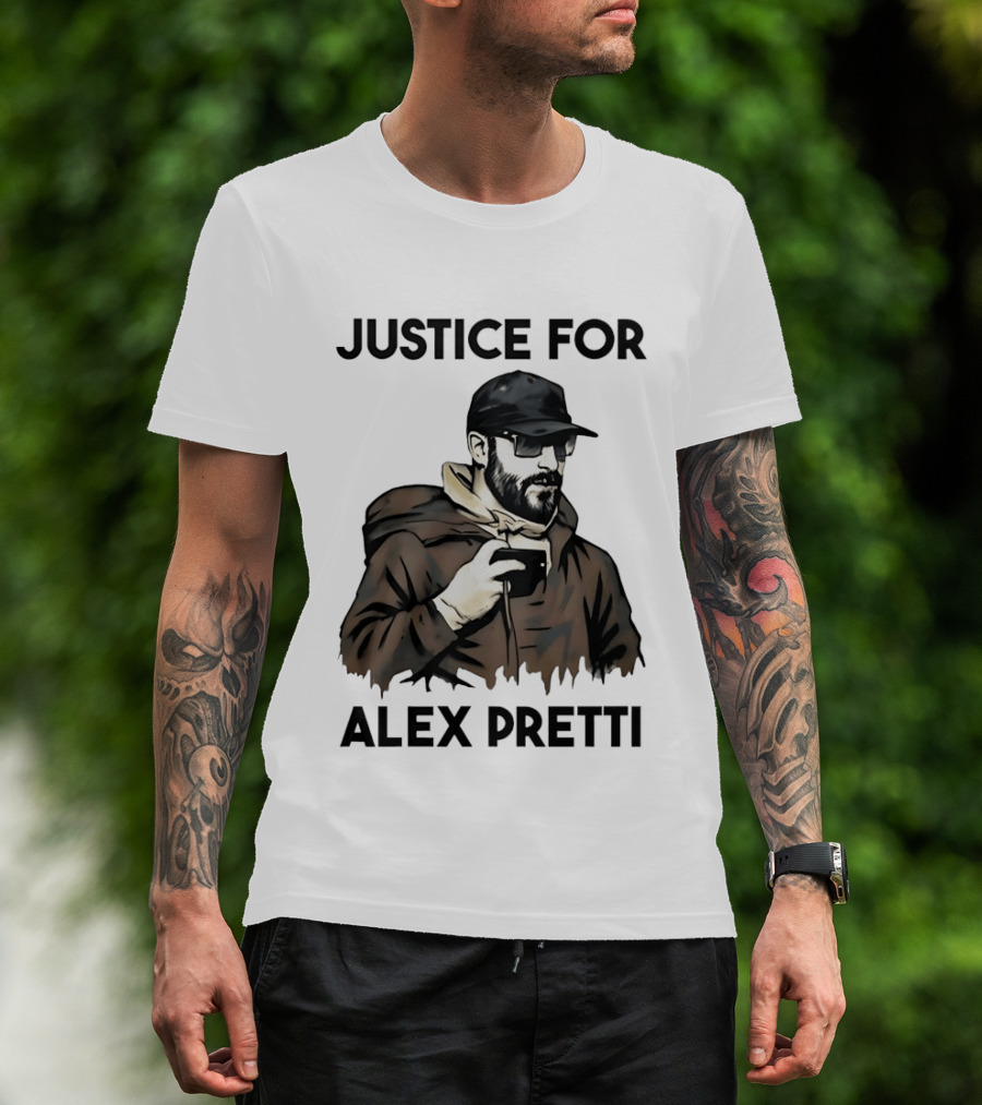 Justice For Alex Pretti Black Cap And Coffee Cup T-Shirt