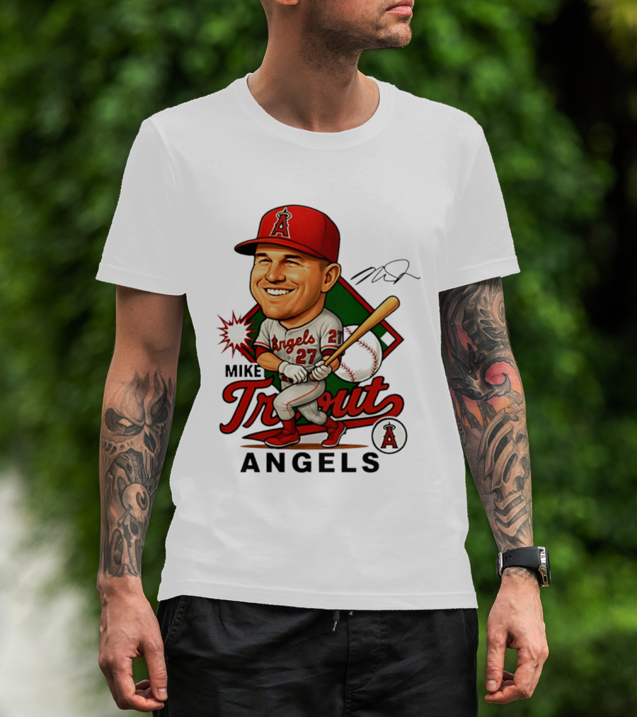 Mike Trout Angels Baseball Caricature Los Angeles Legend T-Shirt