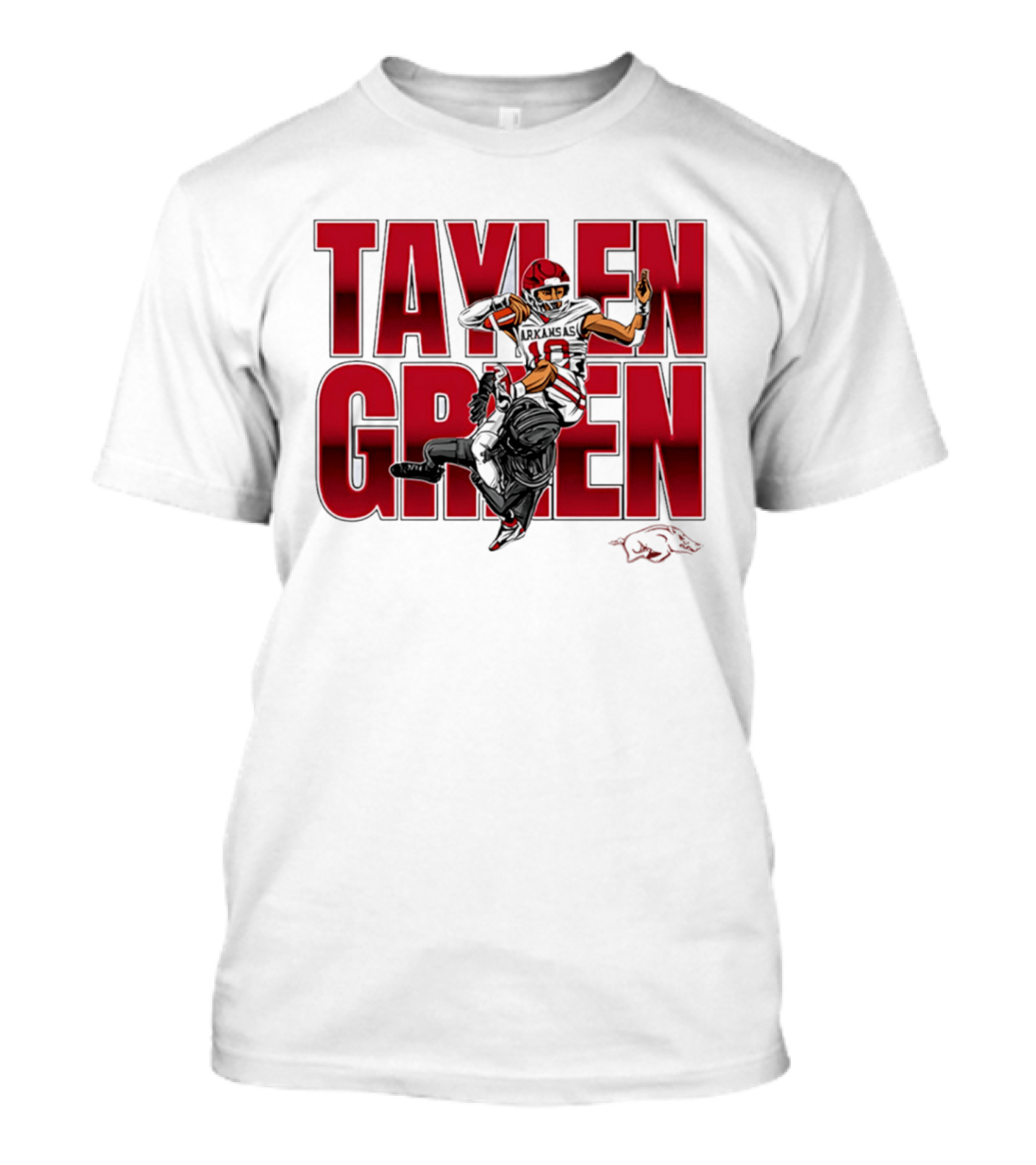 Taylen Green Arkansas Football NCAA Razorbacks Caricature T-Shirt