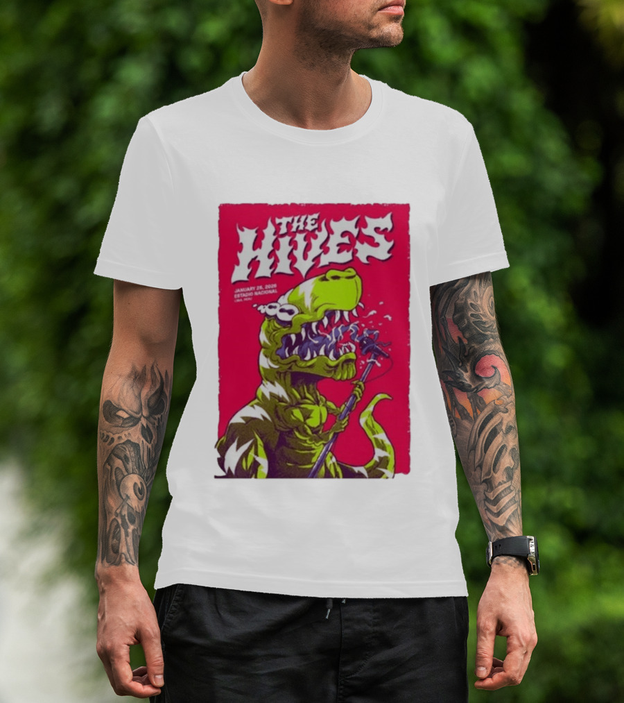 The Hives Live In Lima Peru January 25 2026 Estadio Nacional Dinosaur T-Shirt