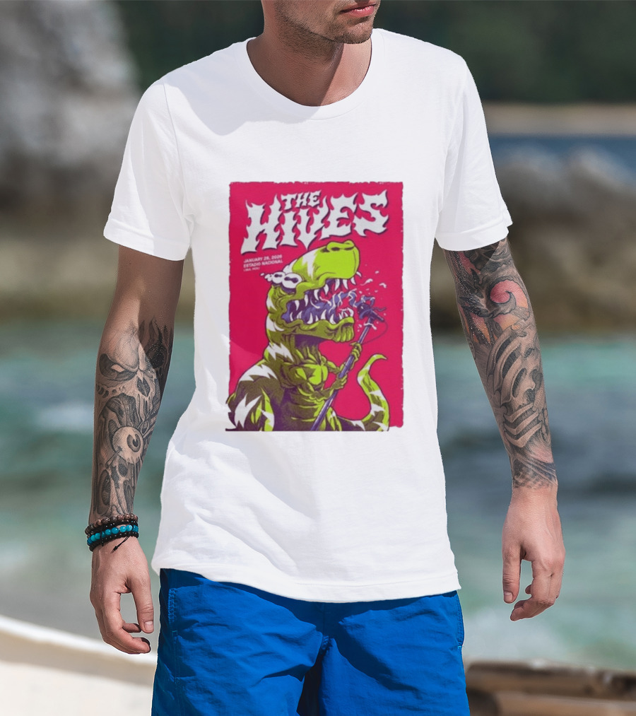The Hives Live In Lima Peru January 25 2026 Estadio Nacional Dinosaur T-Shirt