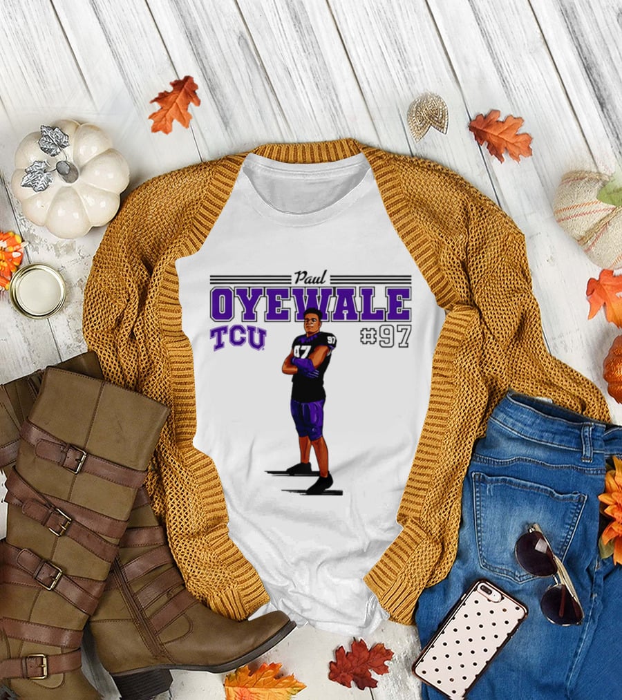 Paul Oyewale TCU Football NCAA #97 Caricature T-Shirt