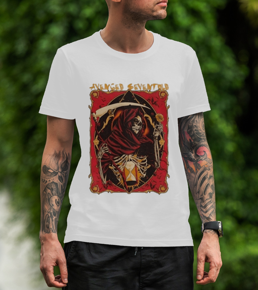 Avenged Sevenfold Skeleton Hourglass Scythe T-Shirt