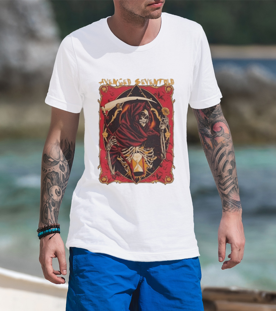 Avenged Sevenfold Skeleton Hourglass Scythe T-Shirt