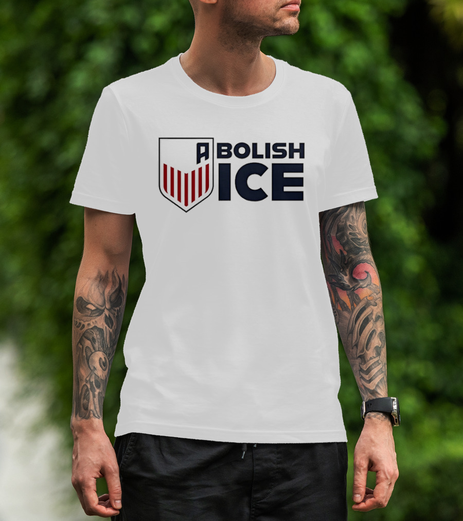 Abolish Ice Shield Red Stripes T-Shirt