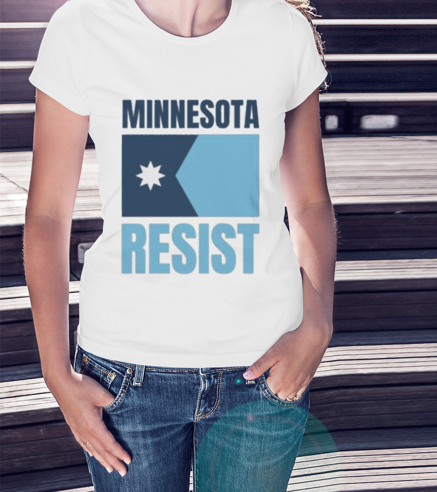 MINNESOTA RESIST Star Flag Blue Rectangle T-Shirt