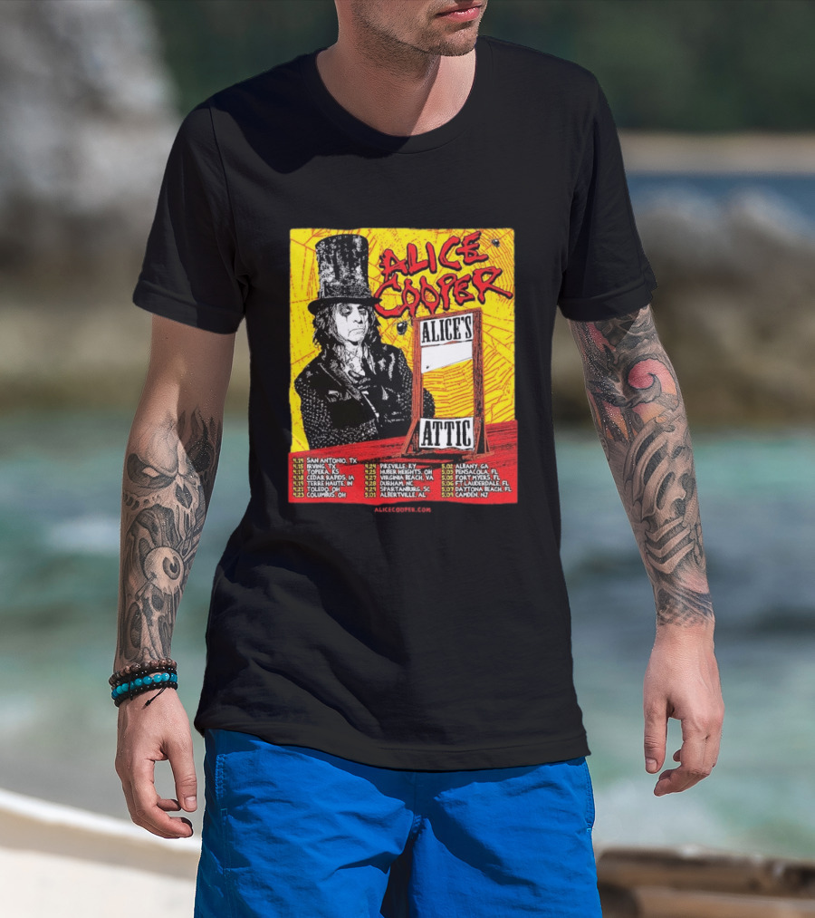 Alice Cooper 2026 Alice's Attic Tour Dates San Antonio Albany Locations T-Shirt