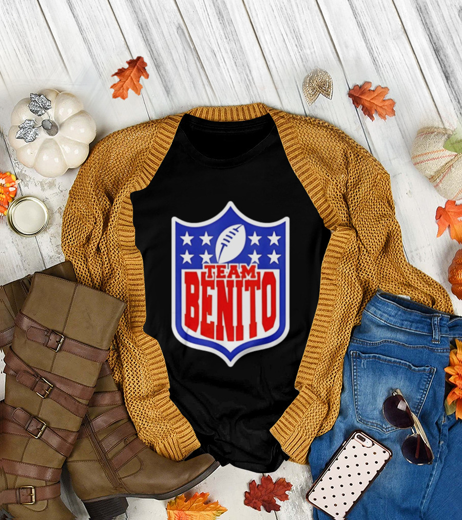 Team Benito Football Shield Stars Personalized Name T-Shirt